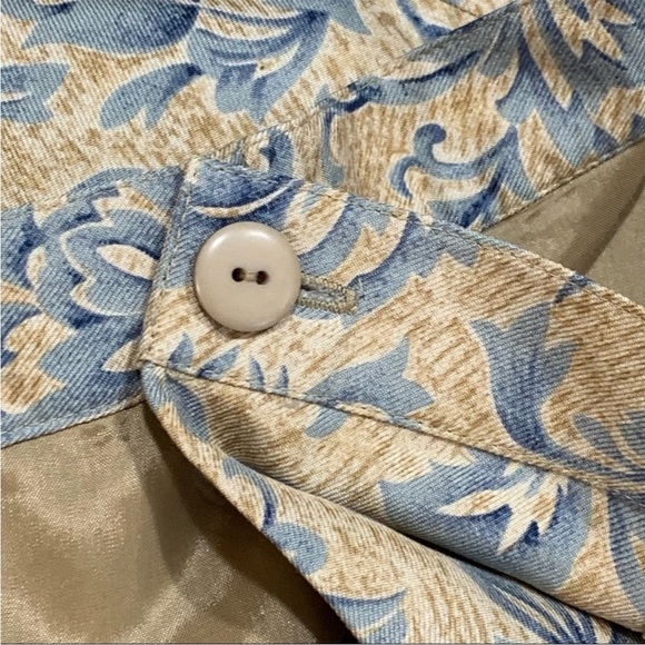 Barrie Pace Tailleur Platinum Silk Wool  Wrap Around Button Chinoiserie Skirt - Picture 7 of 8